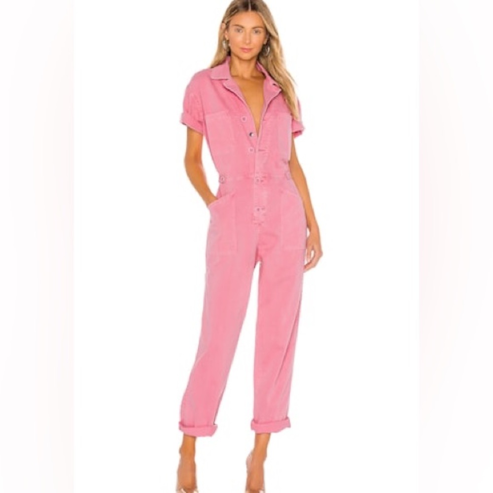 Pistola Pink Button-Up Jumpsuit